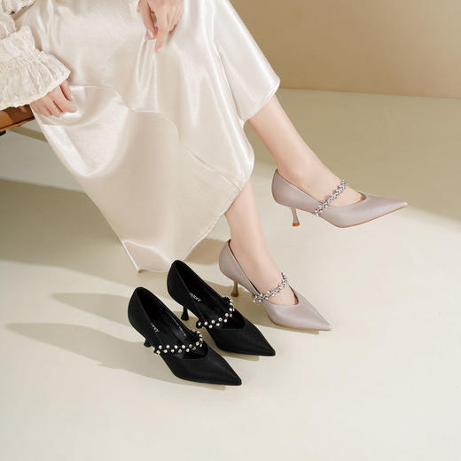 Westory2026年春季尖头牛皮时装玛丽珍鞋通勤晚宴浅口单鞋S26AE50831 商品图6