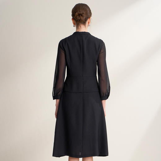 【朦胧纱】EITIE爱特爱通勤优雅假两件飘带法式连衣裙2026春新款A2607123 商品图4