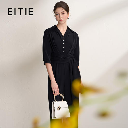EITIE爱特爱法式优雅设计感复古通勤风V领气质连体裤2026春季新款A2612101 商品图0