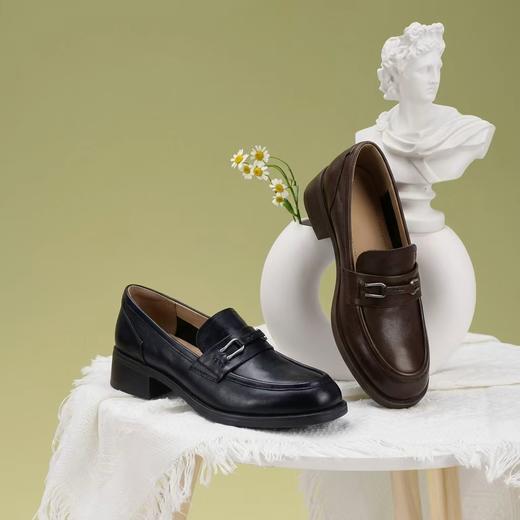 【牛皮革】西村名物2026年春季新款舒适低跟小圆头软面深口单鞋乐福鞋U26AM17541 商品图0