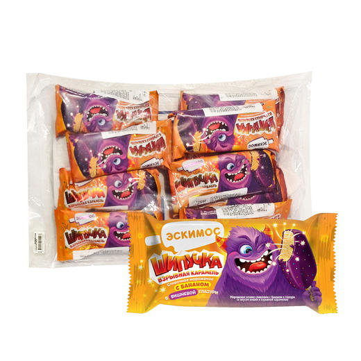 俄罗斯进口沃斯托克海象牌跳跳糖樱桃味脆皮香蕉奶油冰淇淋10支*60g/袋 商品图5