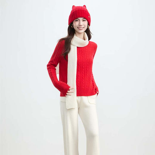 VogoPetite 复古粗针造型围巾100%山羊绒 BP141F0002 商品图4