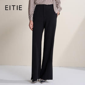 EITIE爱特爱时尚干练通勤黑色高腰百搭微喇休闲裤2026春季新款A2605101