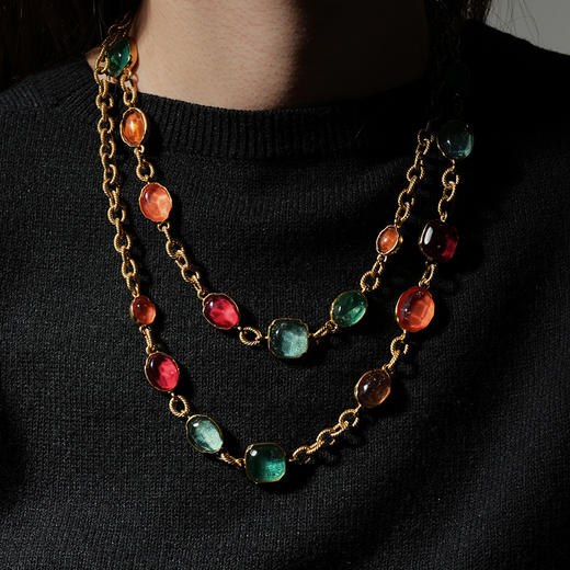 北京仓｜Goossens Paris-RAINBOW CABOCHONS-彩虹色 岩石水晶 长项链［法国设计师］ 商品图0