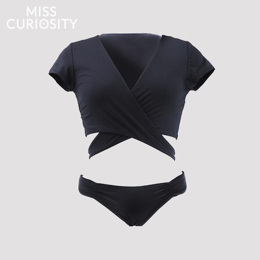 好奇蜜斯性感系带泳衣套装分体式泳装度假休闲黑色内衣裤套装女夏-杰西卡 商品图0