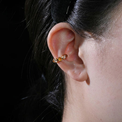 北京仓｜Gripoix Paris-Classic-金黄干邑色渐变 琉璃 耳廓夹［法国设计师］ 商品图0