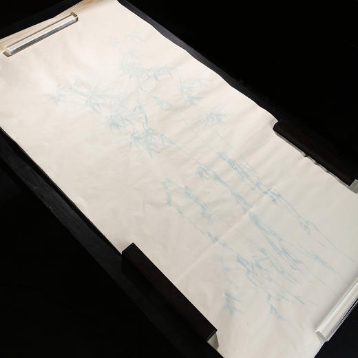 60-70年代上海朵云轩精制木版水印四尺全长大画笺(竹石，色标:花青) 商品图4