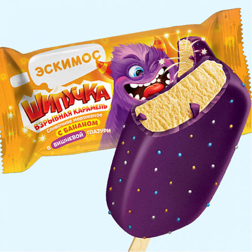 俄罗斯进口沃斯托克海象牌跳跳糖樱桃味脆皮香蕉奶油冰淇淋10支*60g/袋 商品图1