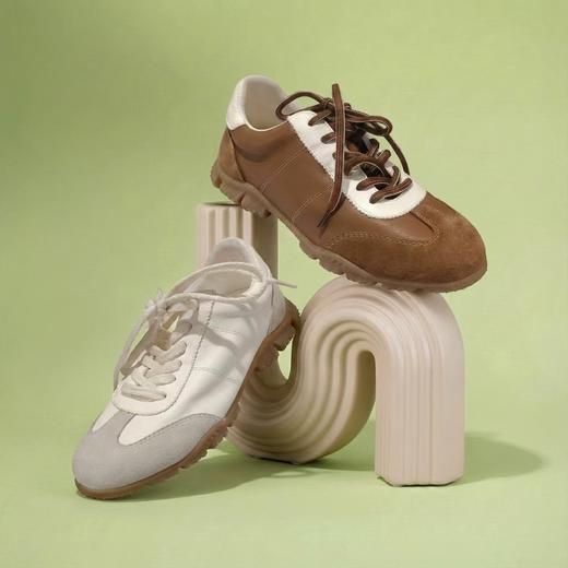 【牛皮革】西村名物2026年春季新款舒适透气厚底防滑系带轻便百搭阿甘鞋德训鞋U26AM16901 商品图0