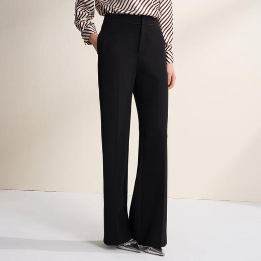 EITIE爱特爱时尚干练通勤黑色高腰百搭微喇休闲裤2026春季新款A2605101 商品图3