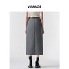 VIMAGE纬漫纪极简静奢轻职场廓形质感灰色开叉半身裙2026春季新款V2506201 商品缩略图4