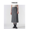 VIMAGE纬漫纪极简静奢轻职场廓形质感灰色开叉半身裙2026春季新款V2506201 商品缩略图0