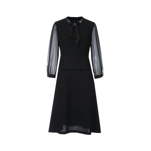 【朦胧纱】EITIE爱特爱通勤优雅假两件飘带法式连衣裙2026春新款A2607123 商品图5