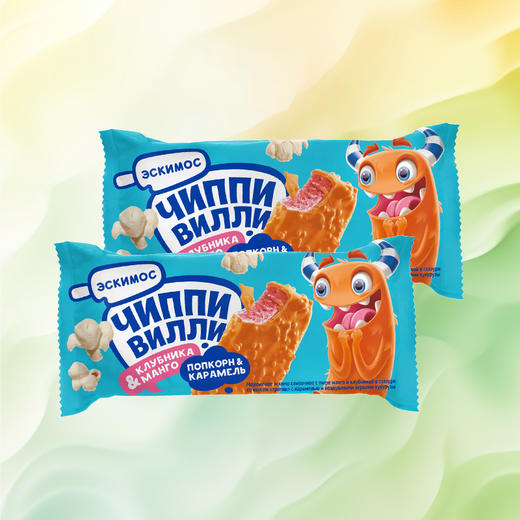 俄罗斯进口沃斯托克海象牌焦糖爆米花脆皮草莓芒果味冰淇淋10支*65g/袋 商品图3