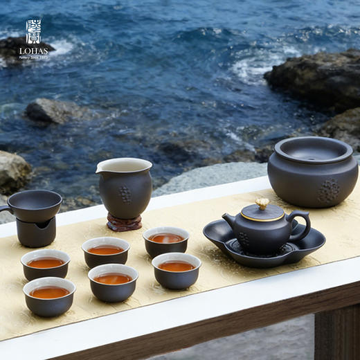 陆宝陶瓷新年茶具礼盒套装紫泥陶衣送领导长辈送客户泡茶共潮生茶礼紫泥色-YHD 商品图1