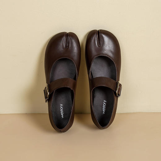 Westory2026年春季牛皮分趾学院风玛丽珍鞋休闲平底浅口单鞋S26AE50671 商品图9