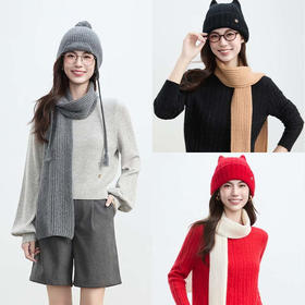 VogoPetite 复古粗针造型围巾100%山羊绒 BP141F0002