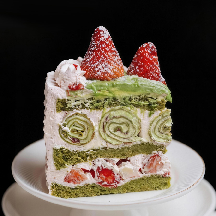抹茶草莓可丽卷蛋糕