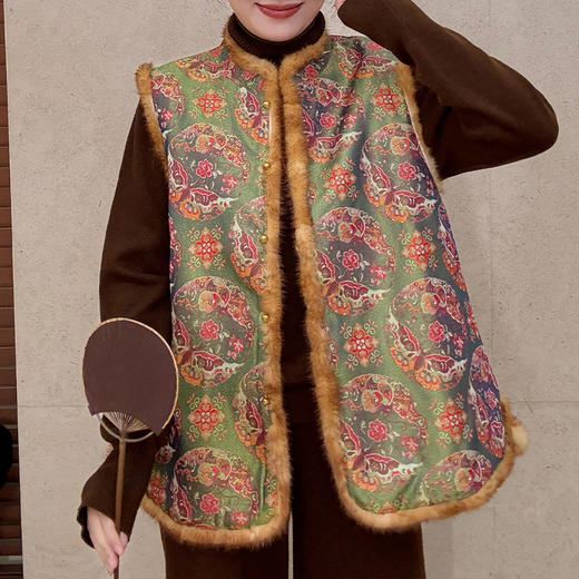 【不退不换】【预售7天】良木礼骆驼绒国风马甲（3319） 商品图4