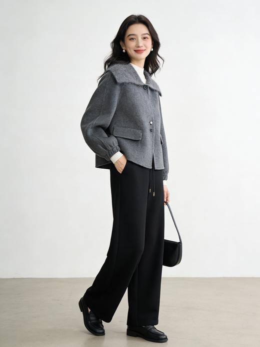 臣禾	【无龄大衣】拼接大翻领毛呢大衣短外套	JZ254080481 商品图11