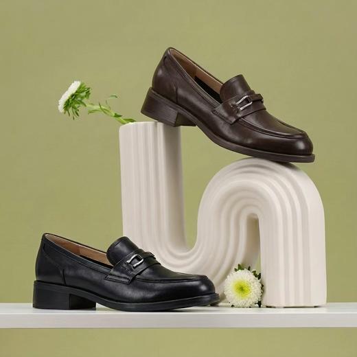 【牛皮革】西村名物2026年春季新款舒适低跟小圆头软面深口单鞋乐福鞋U26AM17541 商品图2