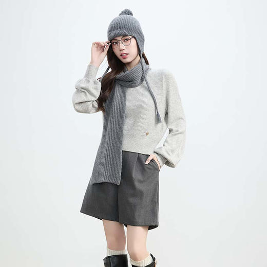 VogoPetite 复古粗针造型围巾100%山羊绒 BP141F0002 商品图3