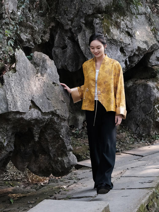 盛唐牡丹 | 花香引蝶真丝宋锦新中式外套 (不夹棉) 商品图5