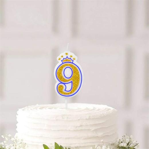 亚马逊 皇冠造型 数字生日蜡烛 镀金粉带亮片蜡烛蛋糕装饰 商品图1