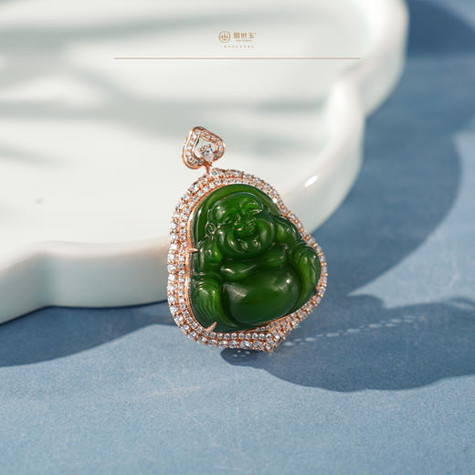 「鎏金岁月」系列【晏舒】金镶碧玉佛公吊坠 商品图2