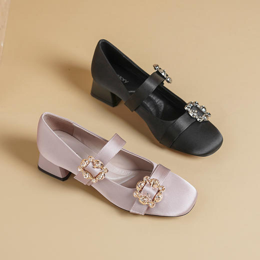 Westory2026年春季缎面低跟小方头双带玛丽珍鞋通勤百搭浅口单鞋W26AE50231 商品图8