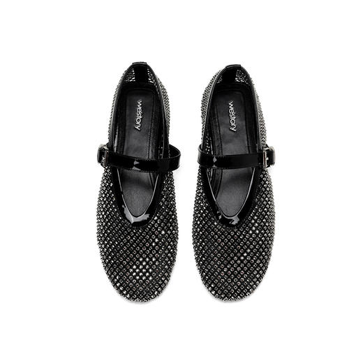 Westory2026年春季水晶渔网平底芭蕾鞋镂空平底玛丽珍休闲单鞋W26AH51031 商品图10