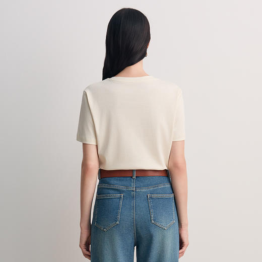 EITIE爱特爱简约logo印花短袖T恤女宽松显瘦圆领上衣2026春季新款8502203 商品图5