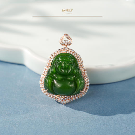 「鎏金岁月」系列【晏舒】金镶碧玉佛公吊坠 商品图1