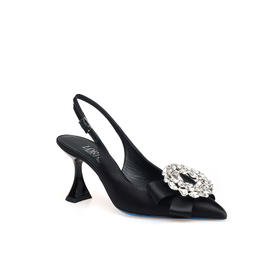 豪麟名鞋LORIBLU女鞋半凉鞋织物6EXSR77R黑色