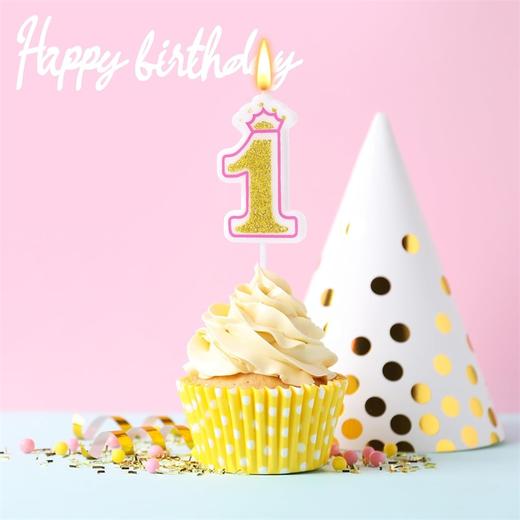 亚马逊 皇冠造型 数字生日蜡烛 镀金粉带亮片蜡烛蛋糕装饰 商品图2