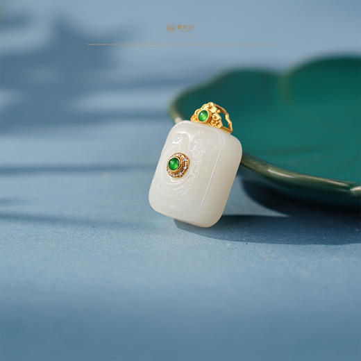 「鎏金岁月」系列【瑞羽】金镶羊脂玉方糖 商品图1
