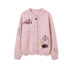 假日蔬菜刺绣开衫