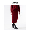 VIMAGE纬漫纪休闲直筒包臀显瘦氛围感红色针织半身裙2026春季新款V2506202 商品缩略图5