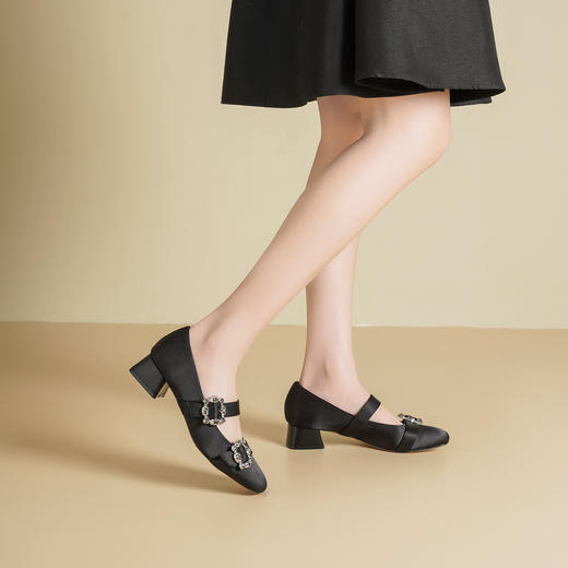 Westory2026年春季缎面低跟小方头双带玛丽珍鞋通勤百搭浅口单鞋W26AE50231 商品图7