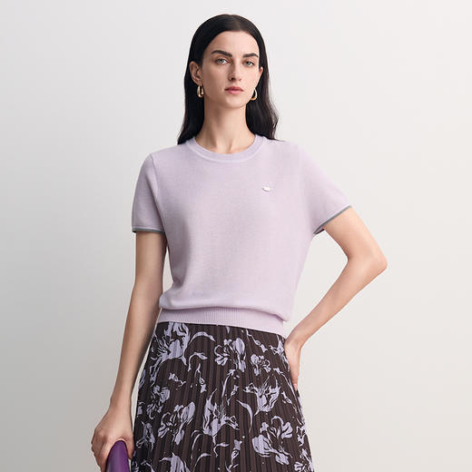 EITIE爱特爱通勤百搭柔软舒适圆领短袖针织衫2026春季新款8501211 商品图9