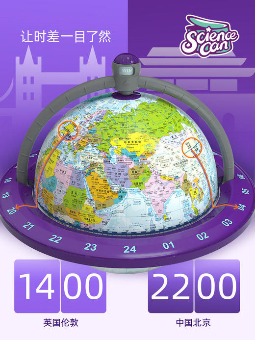 W-KXGT-科学罐头-3合1高清发光世界地球仪 商品图2
