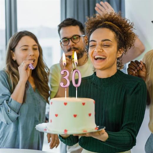 亚马逊 玫瑰金 高品质生日蜡烛 派对蛋糕装饰数字蜡烛 商品图4