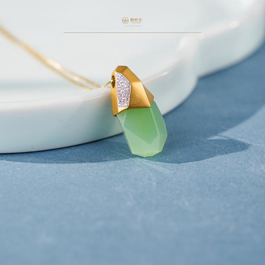 「鎏金岁月」系列【彗光】金镶玉翠青坠 商品图4