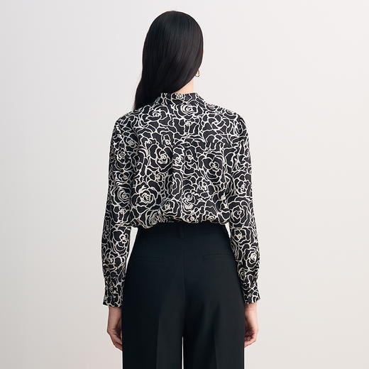 EITIE爱特爱2026春季新款飘带直筒显瘦百搭印花衬衫上衣8513201 商品图5