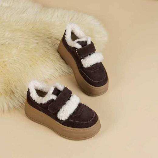 【牛剖层】西村名物2025年冬季新款舒适厚底防滑毛绒内里保暖毛毛鞋X26AM17691 商品图2