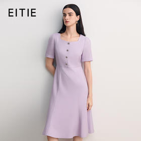 EITIE爱特爱醋纤优雅温柔方领大方收腰气质连衣裙2026春季新款8507211