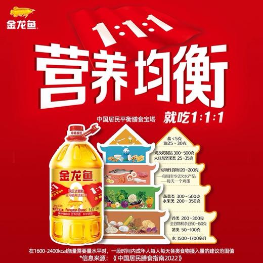 金龙鱼1:1:1黄金比例零反式脂肪食用植物调和油5L*1瓶 商品图2