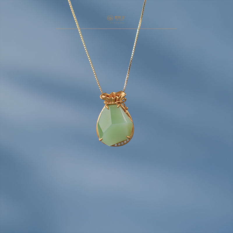 「鎏金岁月」系列【辰星】金镶玉翠青坠