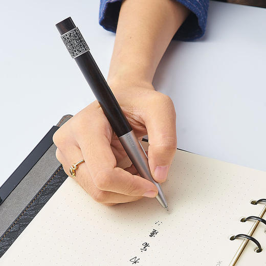 笔下 钢木转经筒签字笔 轮回 小叶紫檀/黑檀木/ 全金属款/花梨木/黑檀木-24K镀金版 商品图6