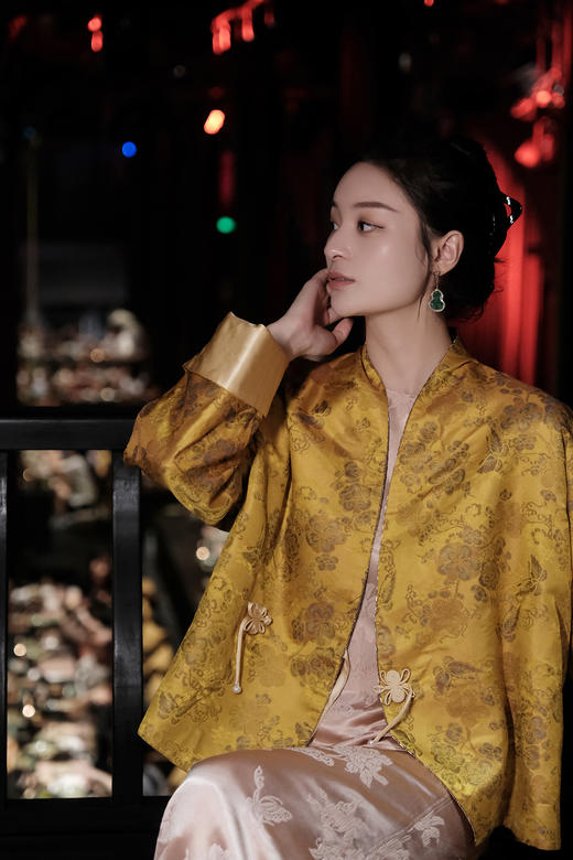 盛唐牡丹 | 花香引蝶真丝宋锦新中式外套 (不夹棉) 商品图2